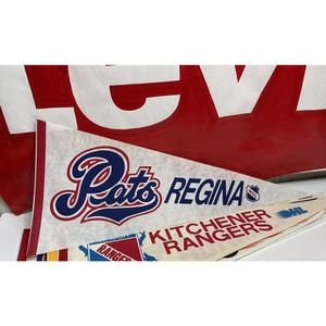 Vintage 80s Regina Pats WHL Hockey Full Size Pennant Rare